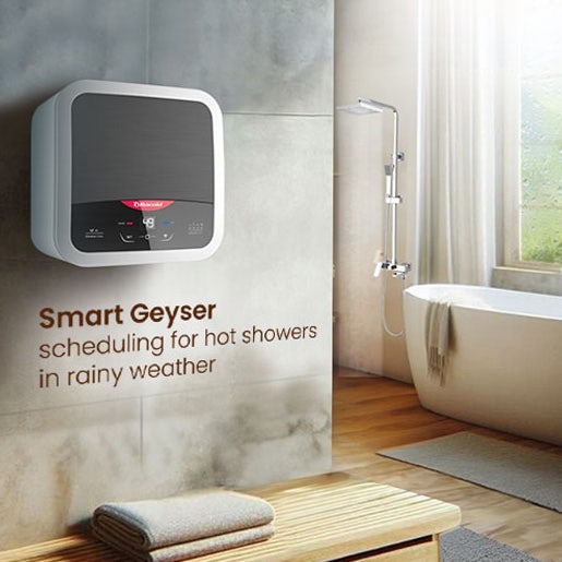 Smart Geyser Scheduling for Hot Showers in Rainy Weather
